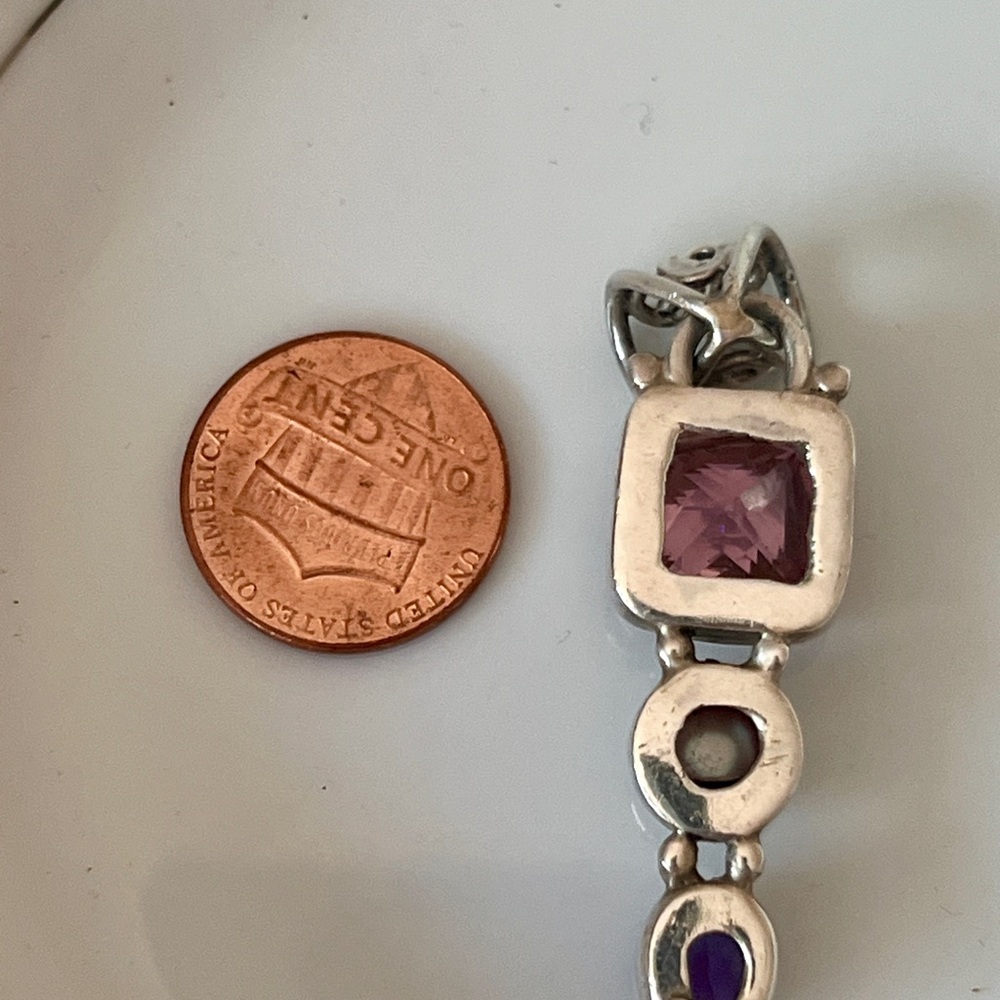 Boutique Super Silver Monterey 925 Sterling Purple Stone Pendant - Picture 4 of 8